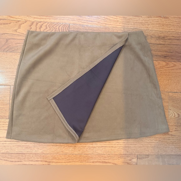 Mango Brown suede faux wrap mini skirt - XL NWT - Picture 4 of 7